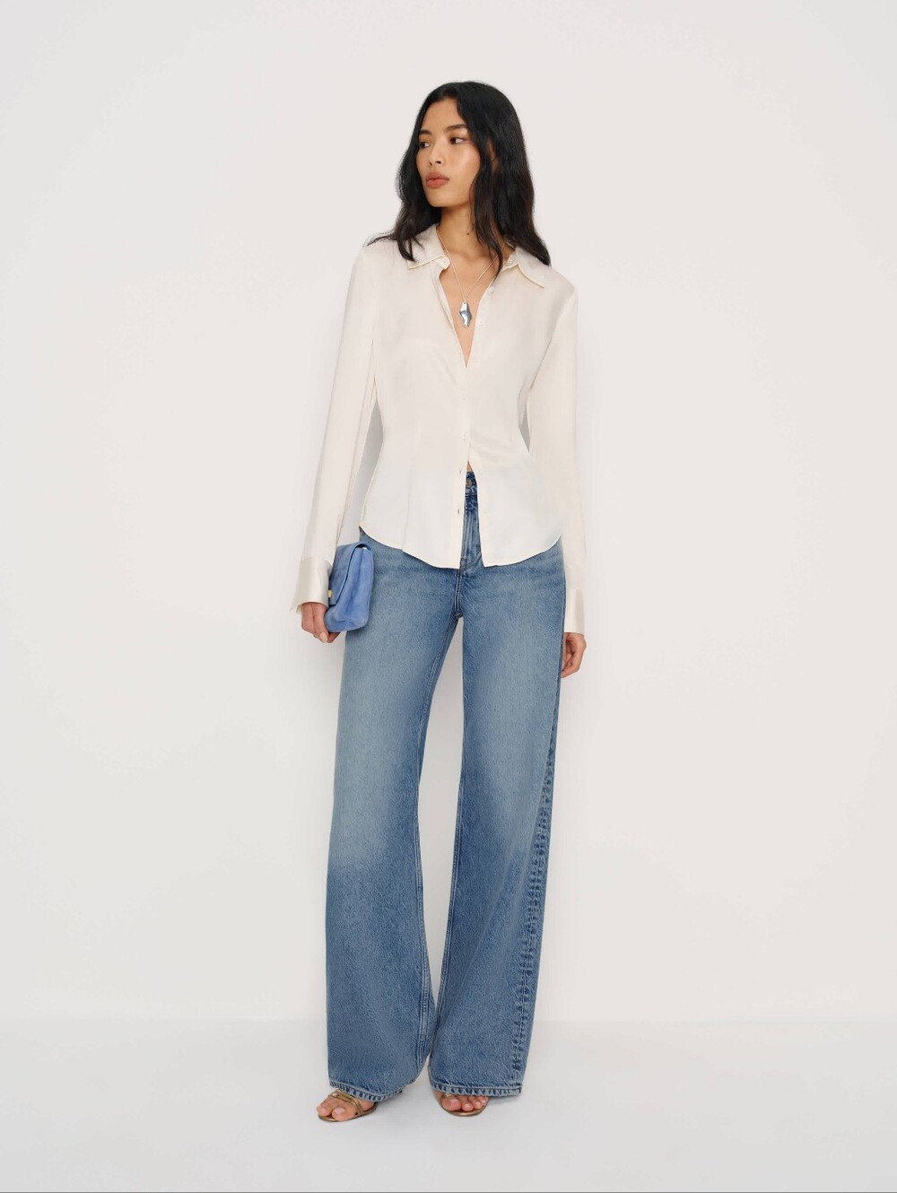 Reformation Cary Low Rise Slouchy Wide Leg Jeans Size 25 Maggiore Wash
